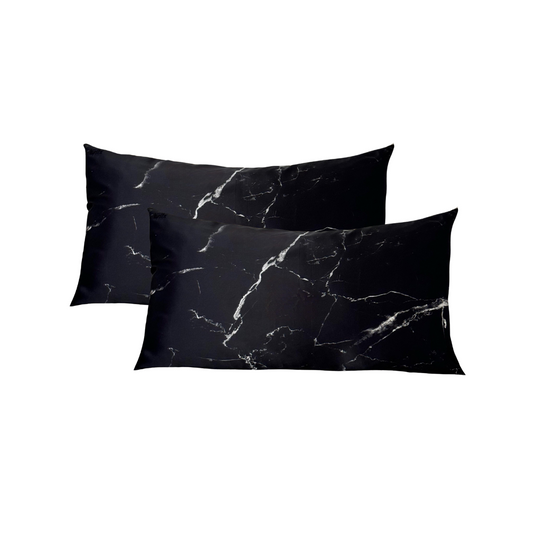 Pack - 2 Fundas de Seda con cierre Black Marble - King